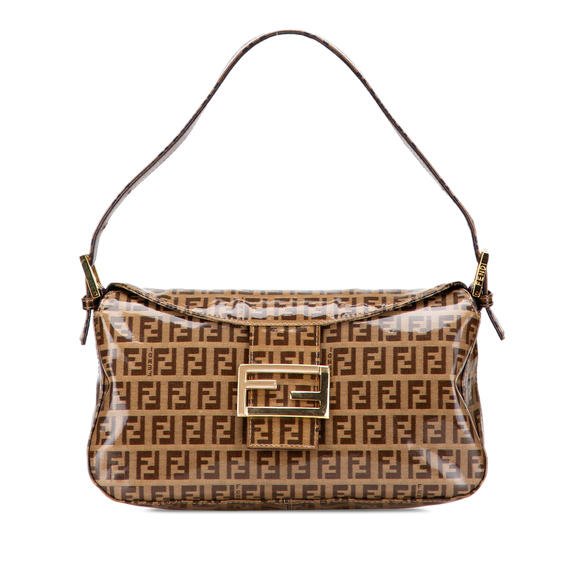 Pre-Loved Fendi Zucchino Crystal Double Flap Shoulder Bag - Picture 1 of 11